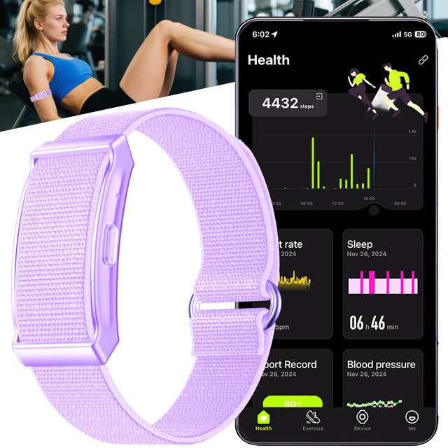 2025 New Fashion Heart Rate Blood Oxygen Blood Pressure Long Standby Time Smart Bracelet Without Screen Digital Fitness Tracker