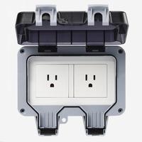 Prise électrique étanche 15A à double prise extérieure standard américaine IP66 avec couvercle pour montage mural de jardin (NEMA 5-15R)