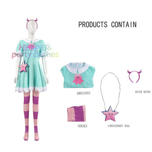 ชุดคอสเพลย์เจ้าหญิงสีเขียวมิ้นท์น่ารักสำหรับผู้หญิงของ HP พร้อมลายปลาหมึก ถุงเท้าลายทาง และกระเป๋ารูปดาว - Product Image 1