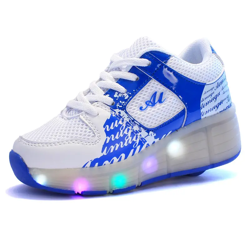 Çocuklar LED paten ayakkabı çift tekerlekler USB şarj Light up Roller Sneakers kız erkek SDSPEED 7 renkler