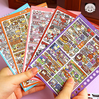 16 Stiker Per Paket Buku Stiker Miniatur Adegan Maximalist Kartun Cottage Mainan Anak Tempel Tangan