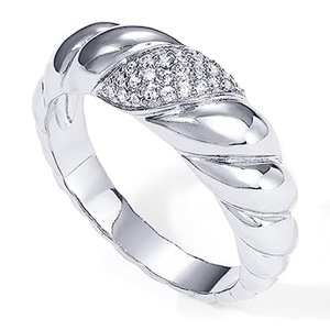 Vintage <b>Croissant</b> Pave <b>Ring</b> for Women Elegant Fashion Finger Jewelry - Product Image 3