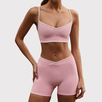 Ensemble de yoga 2 pièces Aoyema pour femmes, vêtements de fitness, taille haute, ajusté, couleurs contrastées, effet push-up, anti-transpiration