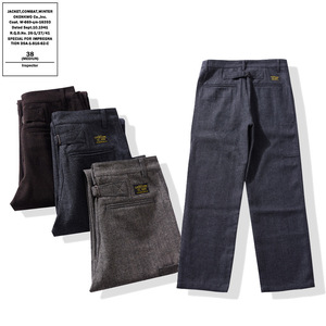 <span class=keywords><strong>Pantalon</strong></span> de travail vintage pour <span class=keywords><strong>homme</strong></span> en mélange de <span class=keywords><strong>laine</strong></span> - <span class=keywords><strong>Pantalon</strong></span> droit rétro en <span class=keywords><strong>tweed</strong></span> à chevrons avec boucle réglable à l'arrière - Product Image 1