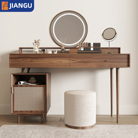 Coiffeuse en bois de style moderne avec miroir intelligent et 6 tiroirs spacieux pour la chambre à coucher, table de toilette