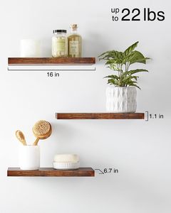 Wall Mounted Rustic Wood Floating <strong>Shelves</strong> <strong>Small</strong> Hanging Display <strong>Shelves</strong> for Bathroom Bedroom Living Room <strong>Kitchen</strong> - Product Image 3