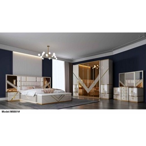 Juego de dormitorio de tablero MDF de moda de diseño de lujo para el hogar Juego de dormitorio grande con armario de 8 puertas - Product Image 4
