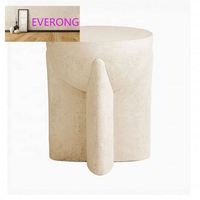EVERONG Table basse personnalisée en pierre calcaire Meubles de salon Table d'appoint de canapé Table basse moderne de luxe en marbre travertin