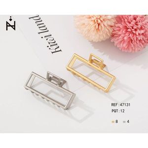 Morsetto per capelli a forma di artiglio quadrato 7,5 cm oro argento per acconciature - Product Image 1
