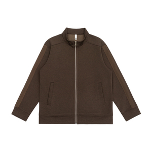 Sweat-shirt épais à épaules tombantes, veste à capuche en coton French Terry, cardigan à col montant, veste décontractée pour homme - Product Image 2