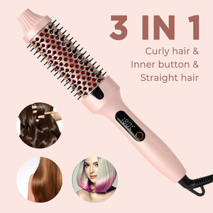 หวีจัดแต่งทรงผมปรับอุณหภูมิได้หลายระดับ พร้อมหน้าจอ LCD ดิจิตอล 180-210 องศาเซลเซียส สำหรับผมแห้ง เพิ่มวอลลุ่ม และยืดผมให้ตรง - Product Image 2