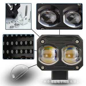 Qidewin Dual Lens Motorcycle <b>Spotlight</b> 3000LM Aviation Aluminum Waterproof Front LED Headlight for Retrofit Upgrade - Product Image 3