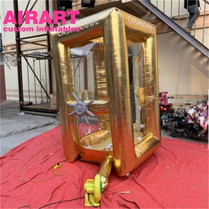 บูธแคชคิวบ์เป่าลม, บูธเครื่องจับเงินเป่าลม, เครื่องทอร์นาโดแคชเป่าลมสีชมพูสำหรับตกแต่งห้างสรรพสินค้า - Product Image 3