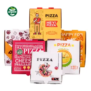 Alle Size 9 10 11 12 14 18 Inch Pizza Box Herbruikbare Gegolfd Papier Pizza Verpakking Levering Doos Met Uw eigen Logo