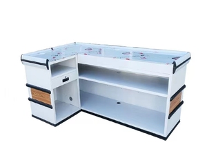 Cajero de <span class=keywords><strong>supermercado</strong></span> mostrador moderno de madera y acero - Product Image 5