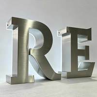 Lettres en acier inoxydable poli miroir 3D en gros, sans LED, sans rétroéclairage, pour enseignes publicitaires, devantures de magasins et concessionnaires automobiles