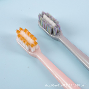Adult Toothbrush Soft Bristles Nylon Grey Pink Dual Use Home Use - Product Image 3