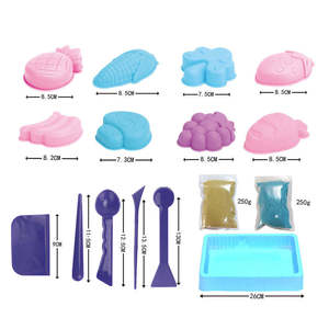 Set completo di sabbia spaziale molto venduto, vassoio per sabbia cinetica magica con stampi per frutta e gelato, set di giocattoli per bambini per giocare con la sabbia - Product Image 2
