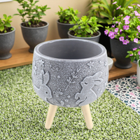 Jardinière en ciment écologique faite à la main avec des éléments décoratifs en forme de lapin pour jardin, balcon, maison
