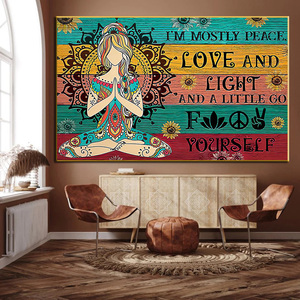 Quadro su tela Poster "Peace and Love" Wall Art Cartoon <span class=keywords><strong>stampe</strong></span> soggiorno decorazione pittura Yoga meditazione Wall Art Picture - Product Image 4