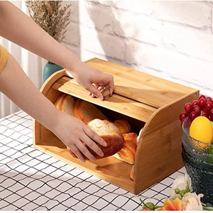 Bamboo Roll Top <b>Bread</b> Box <b>Large</b> Capacity <b>Bread</b> Storage <b>Bin</b> for Kitchen Countertop Food Organizer No Assembly Needed - Product Image 4