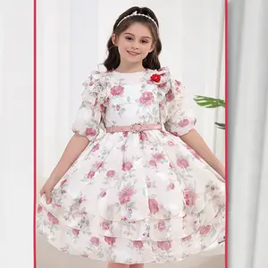 שמלת בנות קיץ 2024 סט שני חלקים אופנתי חדש לילדים שמלה פרחונית