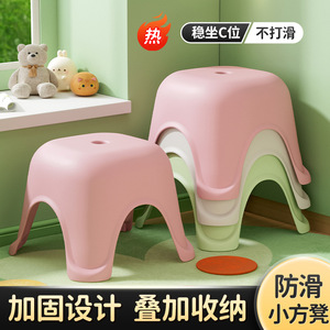 Thickened <b>Plastic</b> Toilet <b>Stool</b> For Home Bathroom Use Durable Design Children Shoe Changing Bench Modern Style PP Material - Product Image 5