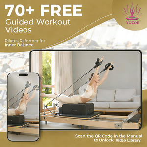 Appareil de <span class=keywords><strong>Pilates</strong></span> Reformer Pliable pour la Maison, en Bois de Chêne Cerisier, Réglable, Écologique, Durable, pour Studio de <span class=keywords><strong>Pilates</strong></span> et Bien-être - Product Image 5