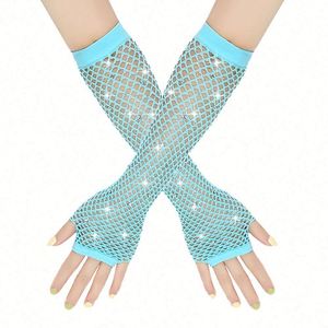 New Mesh Nylon Finger <b>Sleeves</b> Neon <b>Fishnet</b> Unisex Black Red Sheer UV Protection Long Summer Autumn Fancy Dress Sexy Punk Goth - Product Image 6