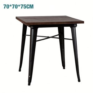 Juegos industriales de metal y madera para cafetería de comida rápida, juego de mesa de comedor para restaurantes para 4 - Product Image 6