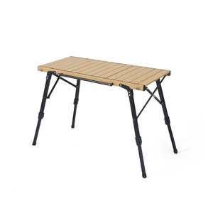 Outdoor <b>Folding</b> <b>Table</b> Aluminum Alloy 96x46x63cm Height Adjustable Trestle Base Picnic Camping <b>Kitchen</b> Barbecue Use - Product Image 3