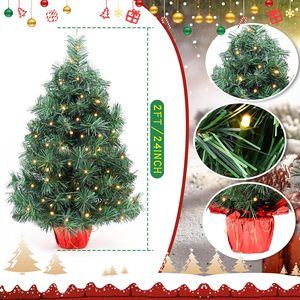 En stock, nouvelle arrivée, arbre de Noël artificiel de petite taille, or, rouge, argent, 40 cm, décoration de table, en vente - Product Image 5