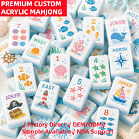 Jeu de Mahjong pour enfants à bords lisses, tuiles fines, Mahjong côtier, jeu de voyage pour fête de plage et vacances d'été
