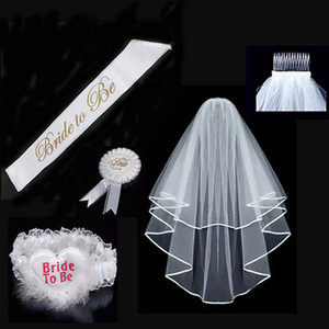 Ensemble d'accessoires élégants pour la fête nuptiale, kit de voile et de ceinture pour les accessoires photo de la future mariée, décoration pour la fête prénuptiale - Product Image 2