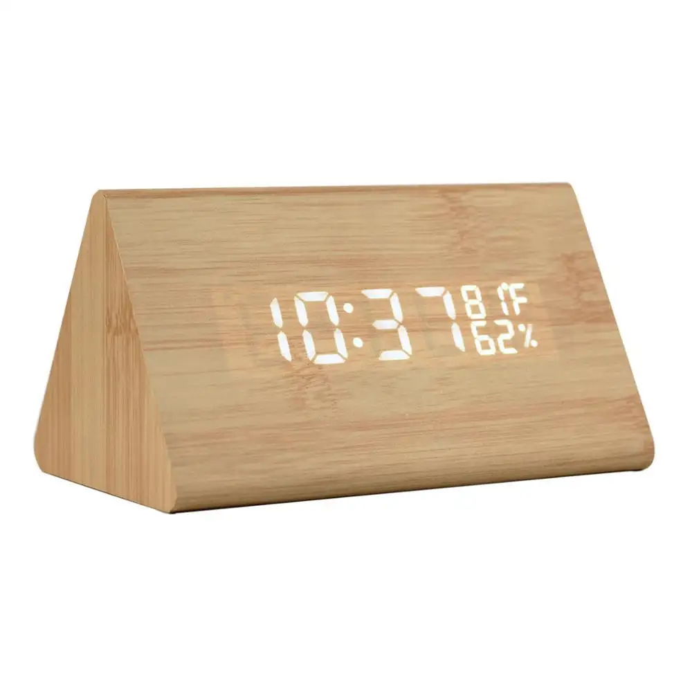 Thuis Decoratieve Thermometer Houten Digitale Wekker Met Temperatuur Display Bureauklok Thuis Decoratieve Thermometer