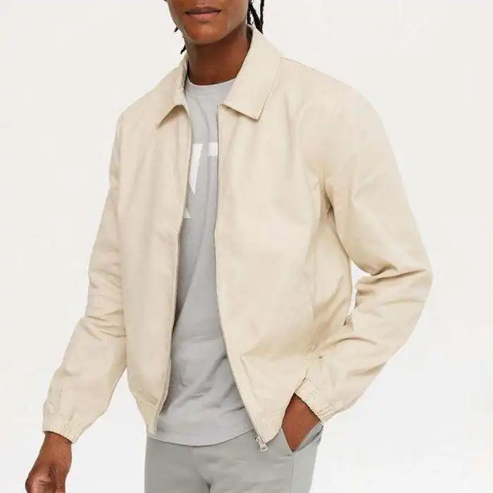 oeve Custom Men's Spring Jackets Solid Color Elastic Hem Zip Fastening Men's Fashionable Jackets