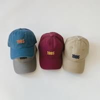 2022 MTBB gorra de béisbol atlética de estilo coreano de moda para niños Retro negro Denim carta algodón lavado Gorras para bebés