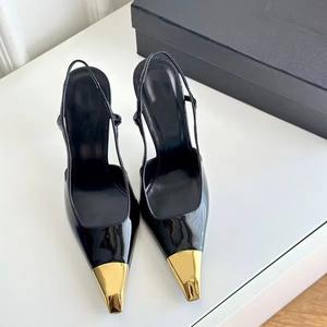 Chaussures Femme 2025 Noires de Style Italien, Sandales Sexy à Bout Ouvert, Bride Arrière, Élégantes, Capuchon Métallique - Product Image 4