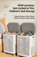 Panier à linge multifonctionnel en plastique grand format avec roulettes et couvercles, idéal pour le rangement des vêtements domestiques - Vente chaude