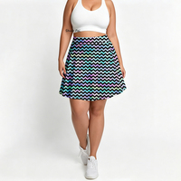 Jupe-short athlétique taille haute pour femme, grande taille, motif vague optique vibrante, avec poche latérale, pour le golf et la course