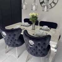 Table et chaises à manger en marbre miroir de luxe Fanaosi avec base en acier inoxydable, design moderne pour la maison et l'hôtellerie