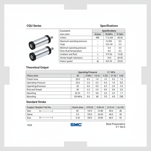 SMC Pneumatics Cylindre Compact CQUB20-15M Pièce Pneumatique de Haute Qualité - Product Image 1
