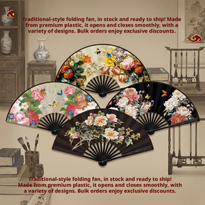 Venta al por mayor de fábrica: Abanicos plegables de bambú estilo chino con diseño de peonías y rosas; Abanicos tradicionales chinos hechos a mano para <span class=keywords><strong>el</strong></span> Año Nuevo Chino - Product Image 5