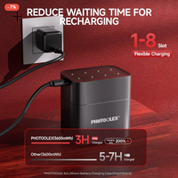 Ensemble de chargeurs de piles au lithium-ion rechargeables PHOTOOLEX 1,5 V AA, 3600 mWh, 1600 cycles, lot de 8