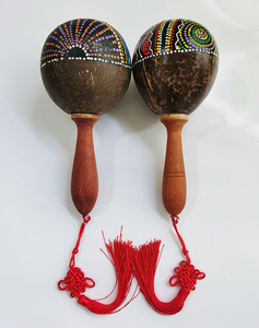 Wholesale Coconut Shell Sand Hammer Baby Hand Eco-friendly <b>Musical</b> <b>Instrument</b> Toy Maracas - Product Image 3