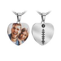 Winwinwin Oem – collier en acier inoxydable avec impression couleur pour Couple, musique, cœur, Photo, personnalisé