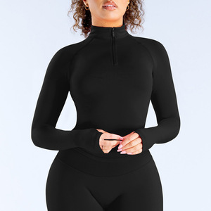 Chaqueta Deportiva de Manga Larga con Cierre para Mujer, Logotipo Personalizado, Elástica, Ajustada, de Spandex/Nylon, Cuello Alto, para Yoga - Product Image 2