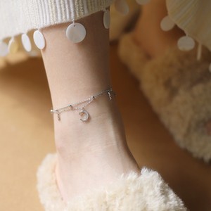 Double Layer Gold Plated Star Moon <b>Anklet</b> For Women Romantic Style Stainless Steel Foot Jewelry With Crescent And Stars - Product Image 3