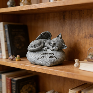 Marcador Conmemorativo de Resina Personalizable para Gatos - Nombre/Fecha Grabable, Diseño de Alas de Ángel, Ideal para Tributo de Mascotas en el Jardín - Product Image 5
