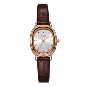 Reloj de Pulsera Elegante Retro para Mujer, Correa de Cuero Ovalada, Diseño Minimalista, Lujoso - Product Image 1